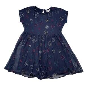 HANNA ANDERSSON Tulle Party Dress Floral Embroidery Sz 8 130 Blue Multicolor